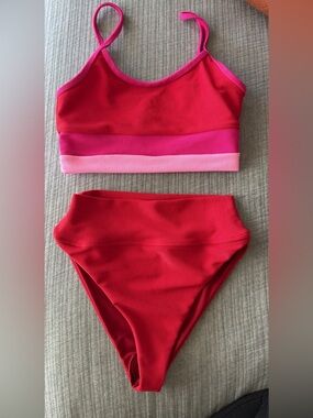 NWOT, Beach Riot Ribbed Colorblock Swim bikini set